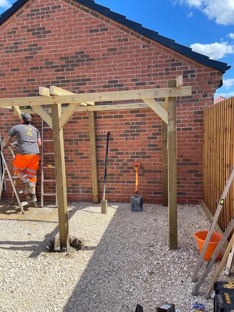 Timber pergola built in a Grantham garden