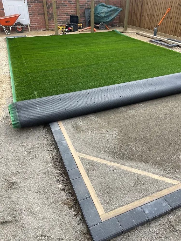 Artificial grass lawn laid in a Grantham garden
